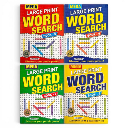 A4 Large Print Word Search Book Pack | 4 Books | 480 Puzzles | Adults Seniors