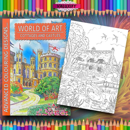 World of Art Country Scenes Cottages Castles Colouring Books