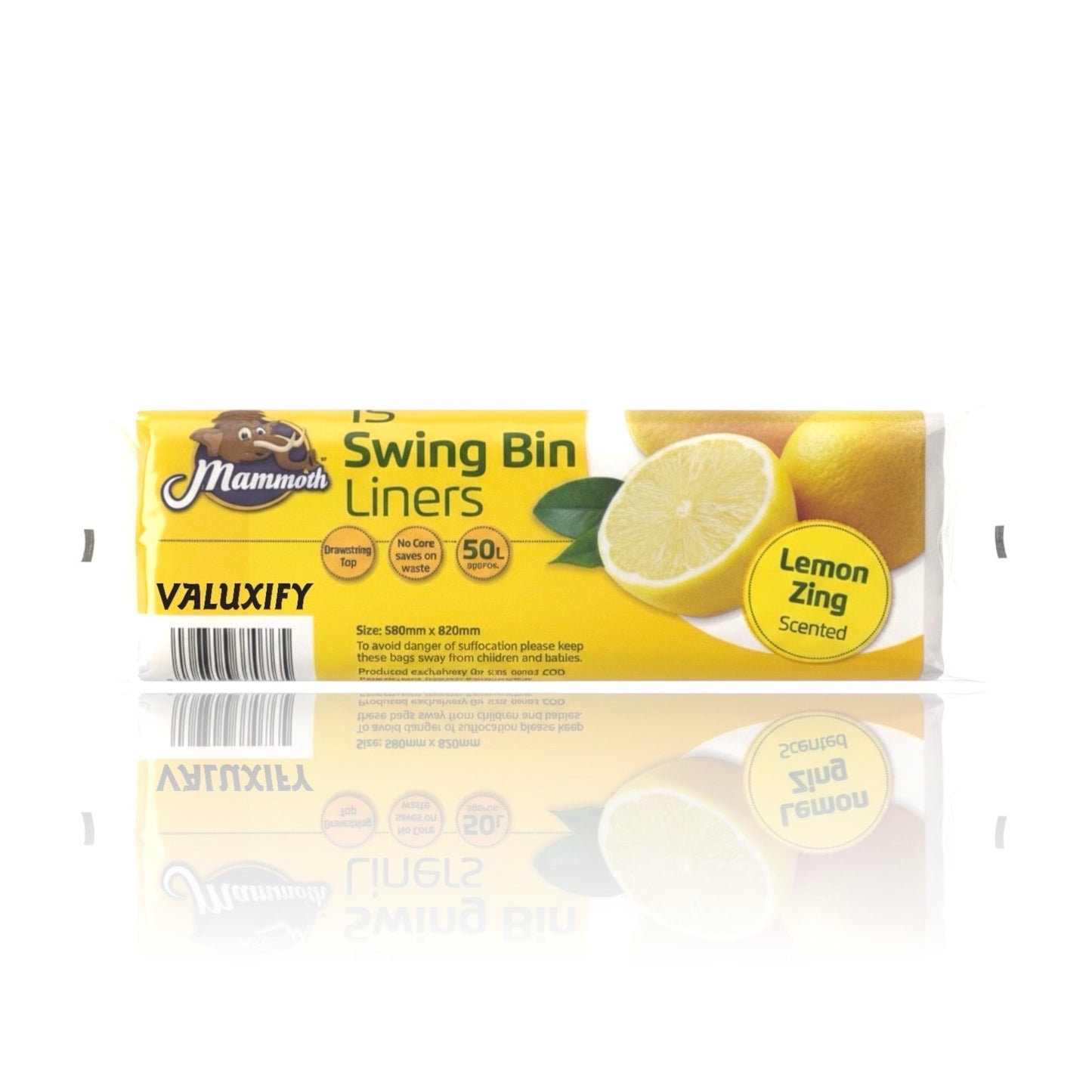 Mammoth Lemon Bin Liners Drawstring 15L Small Kitchen Rubbish Bags Scented