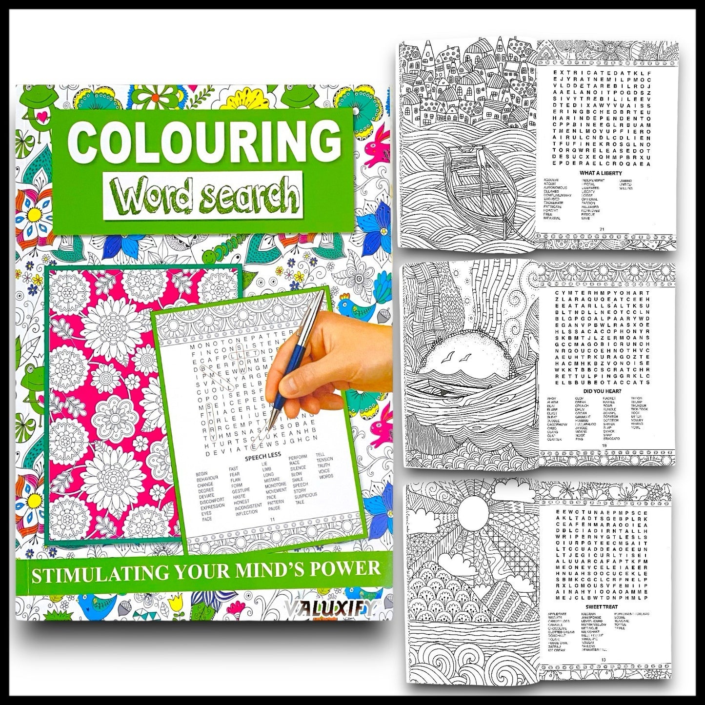 Adult Anti Stress Colouring Book Fashion Love Inspirational Quotes Word Search