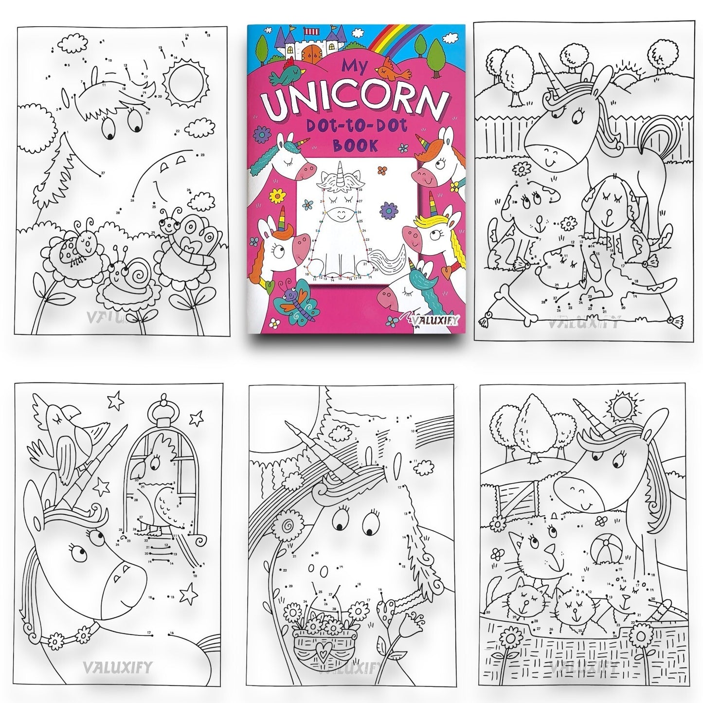 2 | Dot to Dot | Kids Colouring Books | Mermaid Unicorns | Puzzle Activity A4