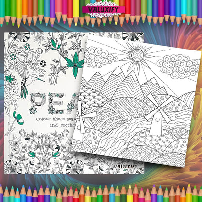 Advance Adult Colouring Books Mindfulness Relax Your Mind Colour Therapy 2 Books