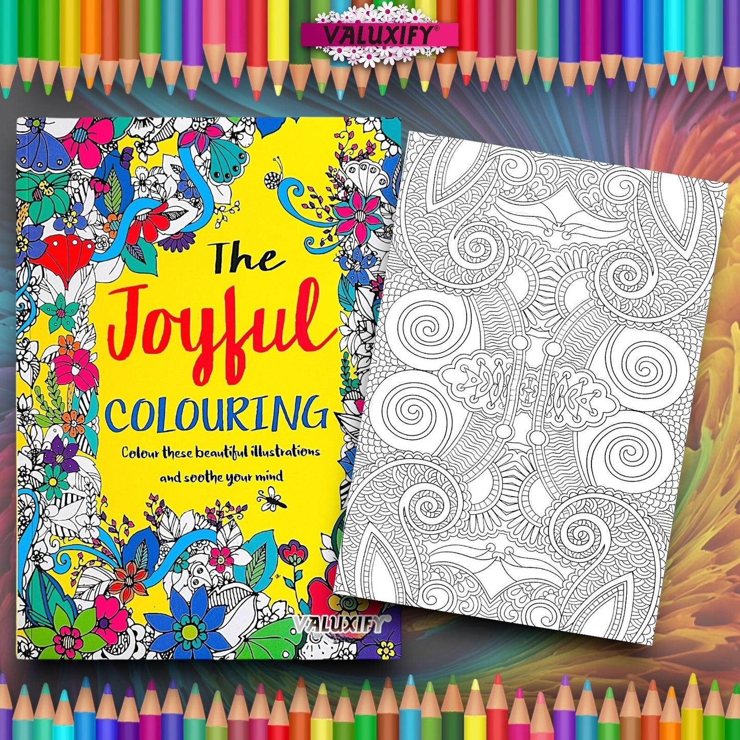 2 Adult Colouring Books Joyful Relaxing Anti Stress Colour Therapy Mind Relax A4