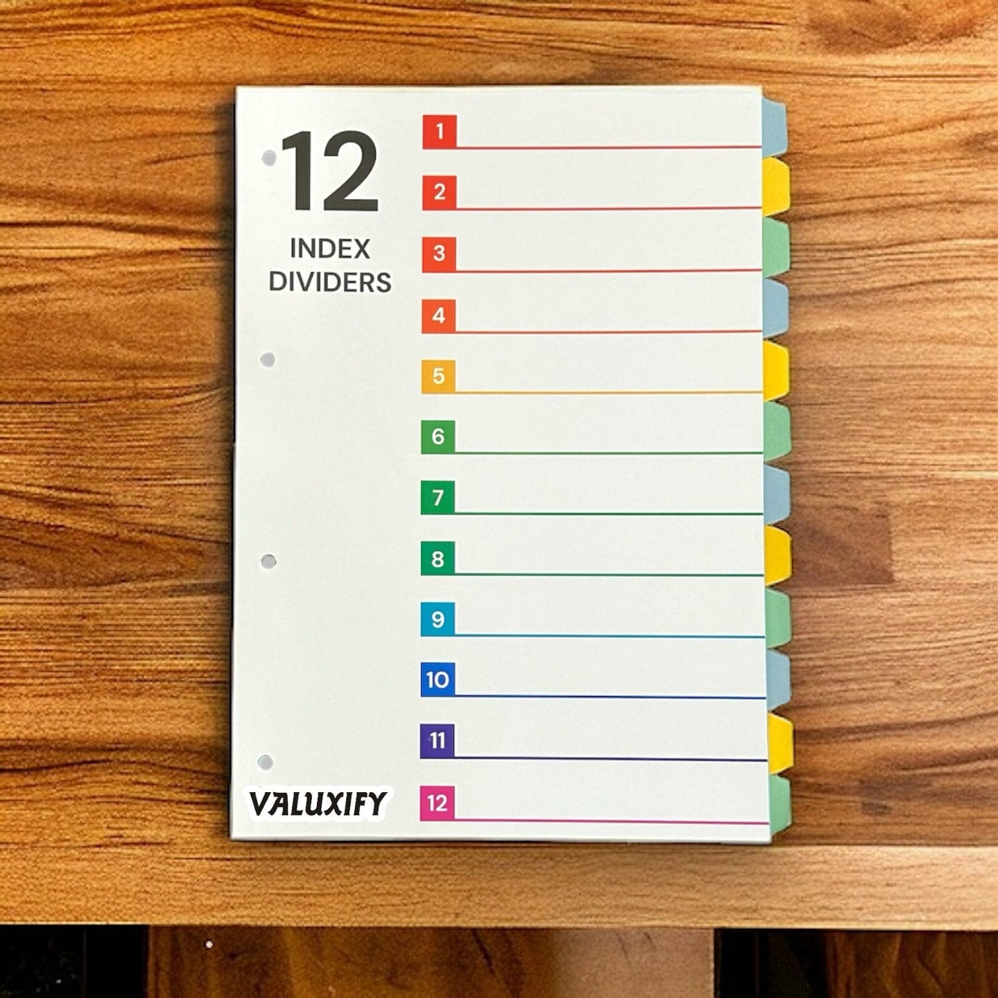 A4 Index Dividers Tabbed Sections Punched Dividers Office School Home 12 sheets