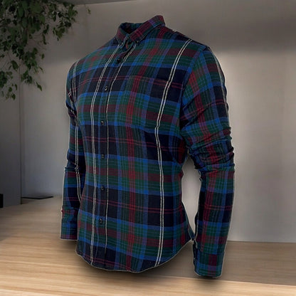 Mens Check Shirt Medium Long Sleeve Regular Fit Shirt Work Casual Formal  Shirt
