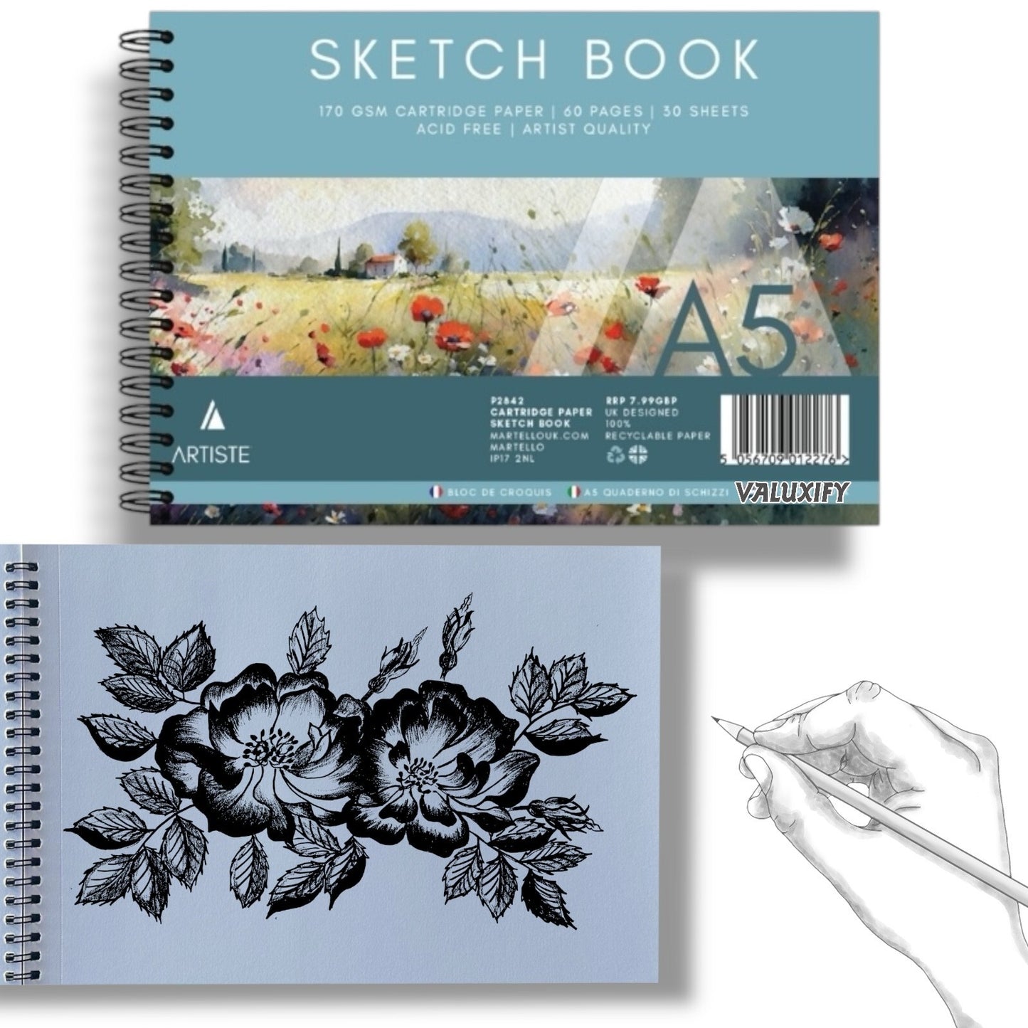 2  A5 Artist Sketch Book Artist Drawing Doodling Sketching Book Art Craft Spiral