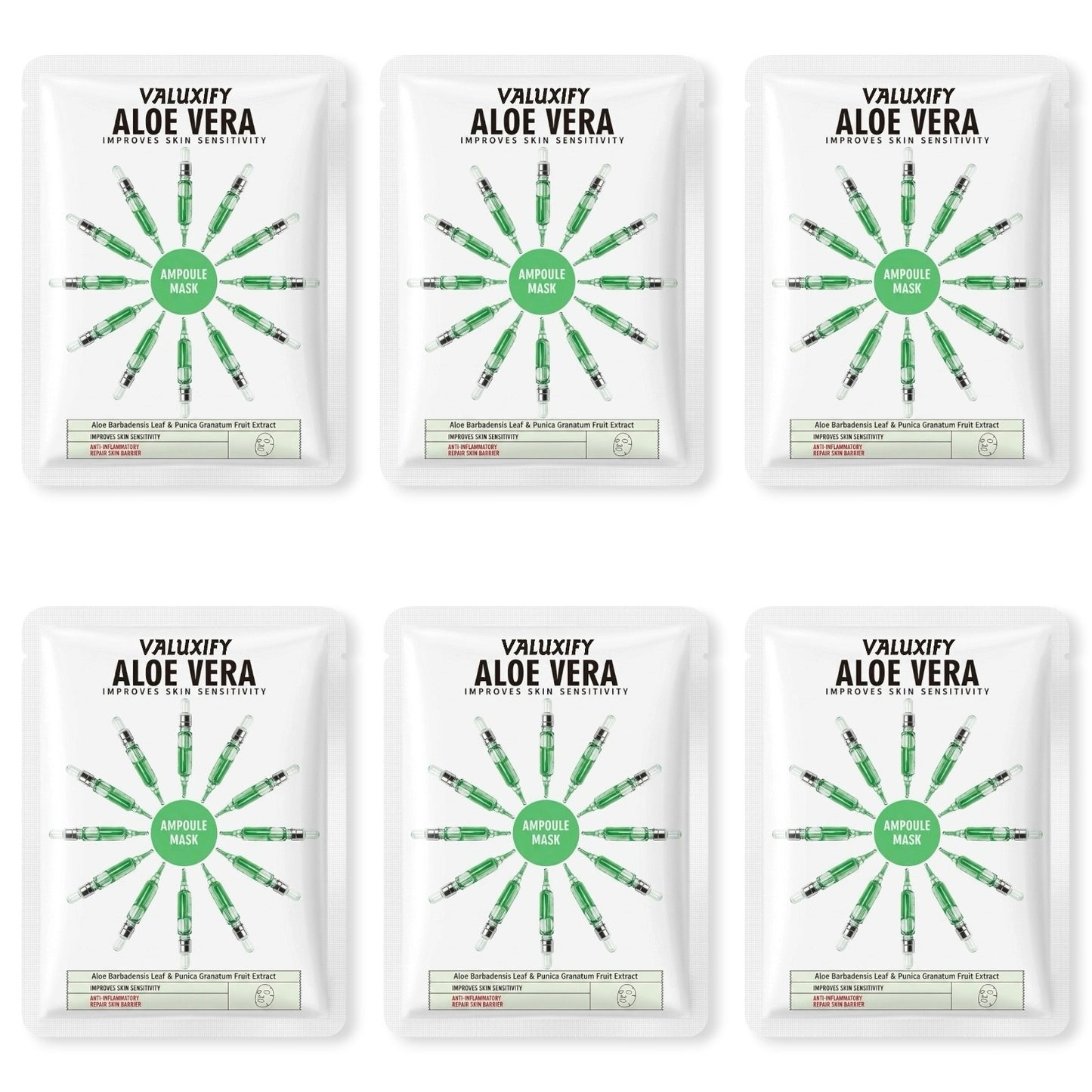6 Moisturising Hydrating Face Mask Sheet Facial Mask Multi Pack Aloevera Collage