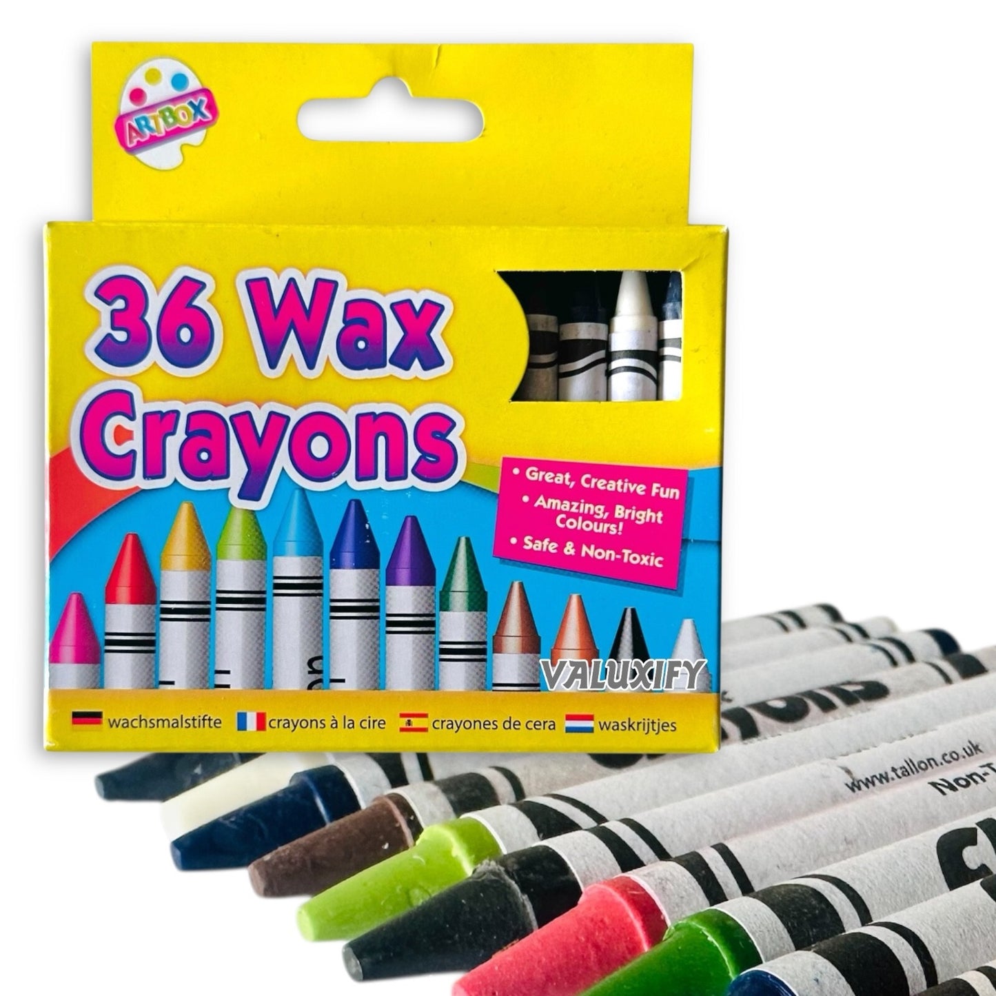 ARTBOX 108 WAX CRAYONS COLOURING KIDS SCHOOL STATIONERY ASSORTED COLOURS