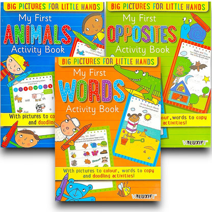 6X KIDS ACTIVITY FIRST LEARNING BOOKS WORDS OPPOSITES ANIMALS ABC 123 SHAPES