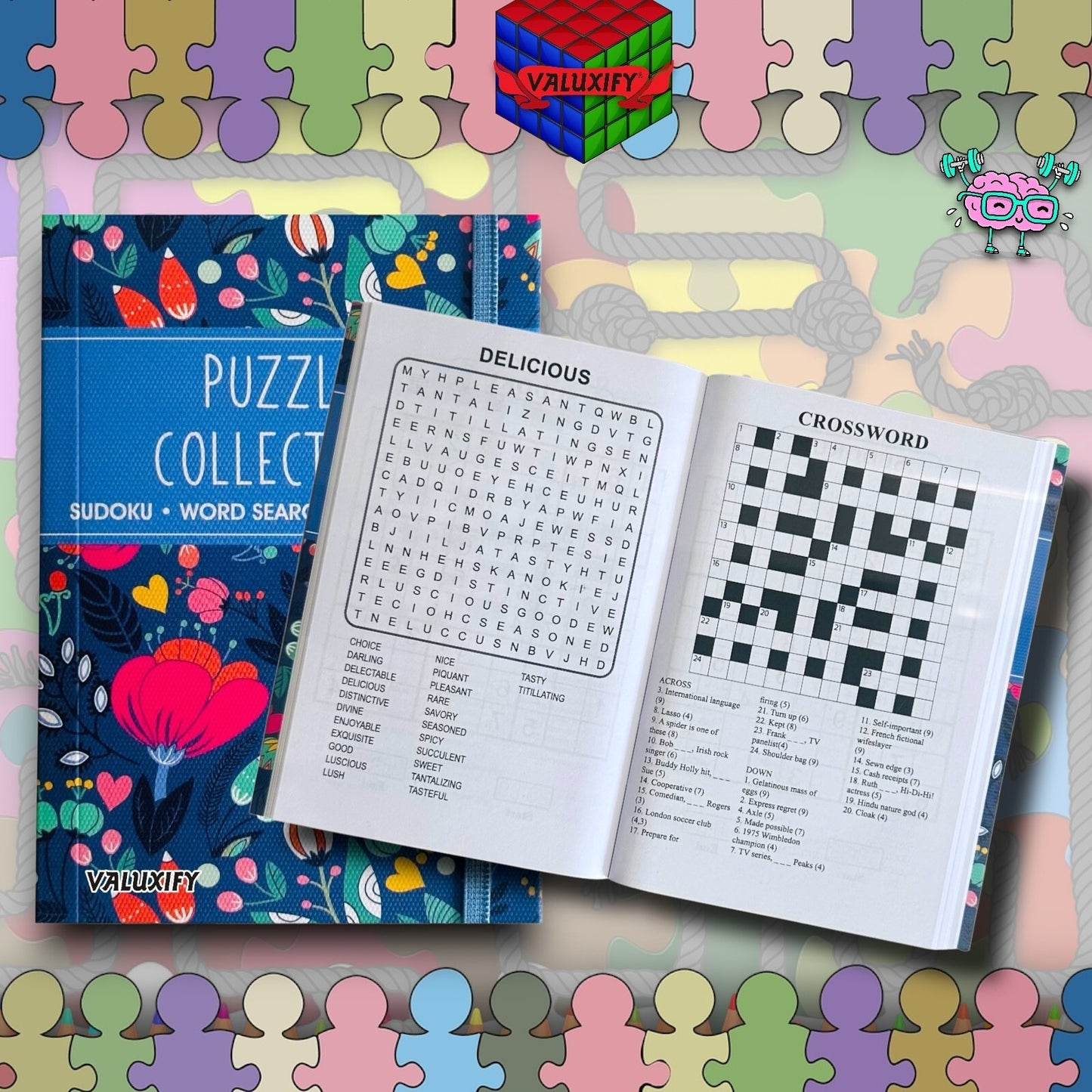 A6 Premium Puzzle Book Crossword Sudoku Word Search Travel Brain Activity Puzzle