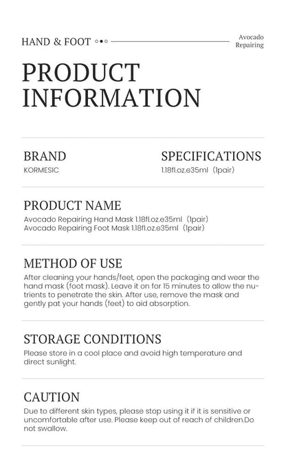 3x Avocado Moisturising Repair  Hand Mask Gloves