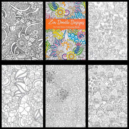 2x Adult Colouring Books Zen & Mindfulness Anti Stress Colour Therapy Mind Relax