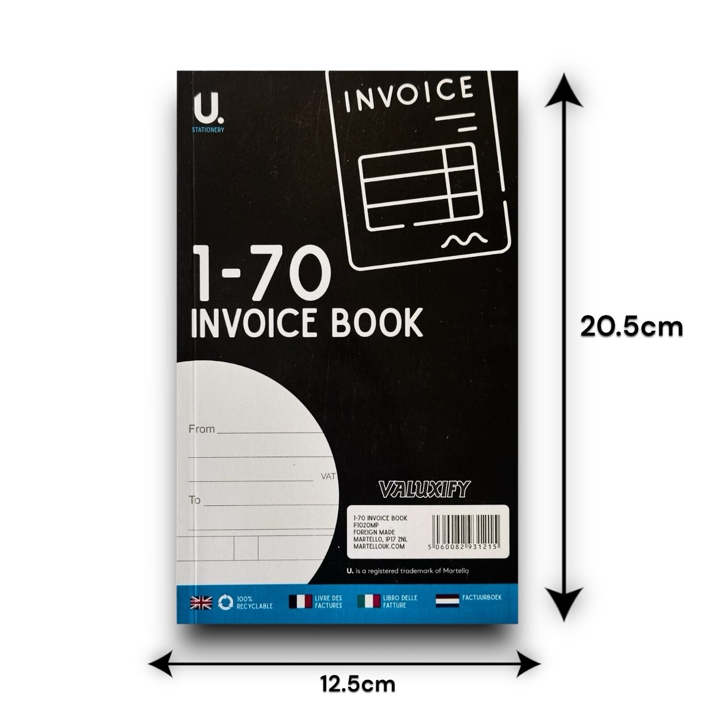 Invoice Book 1-70 - Duplicate Receipt Office Shop Sales Pad Numbered Single Book
