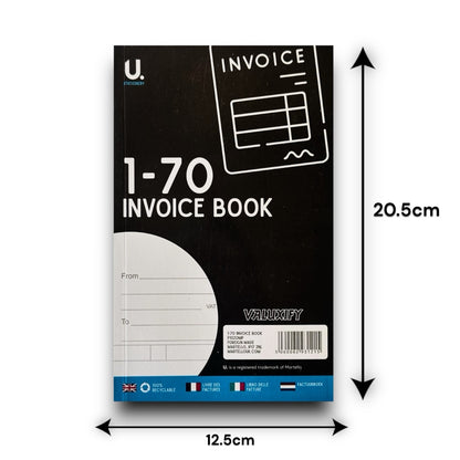 Invoice Book 1-70 - Duplicate Receipt Office Shop Sales Pad Numbered Single Book