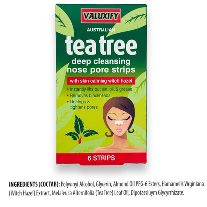 Tea Tree Nose Pore Strips Blackhead Removal Smooth Deep Cleansing Unclog Pores