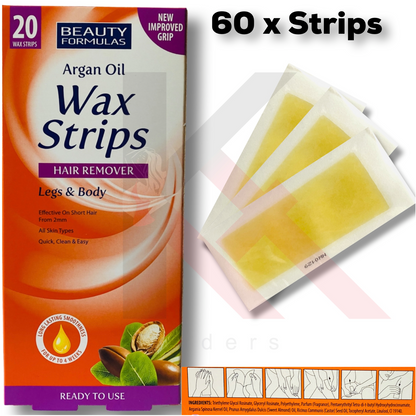 60 Beauty Formulas Leg and Bod Wax Strips  Waxing Wax Strip Argan Oil wax Strips