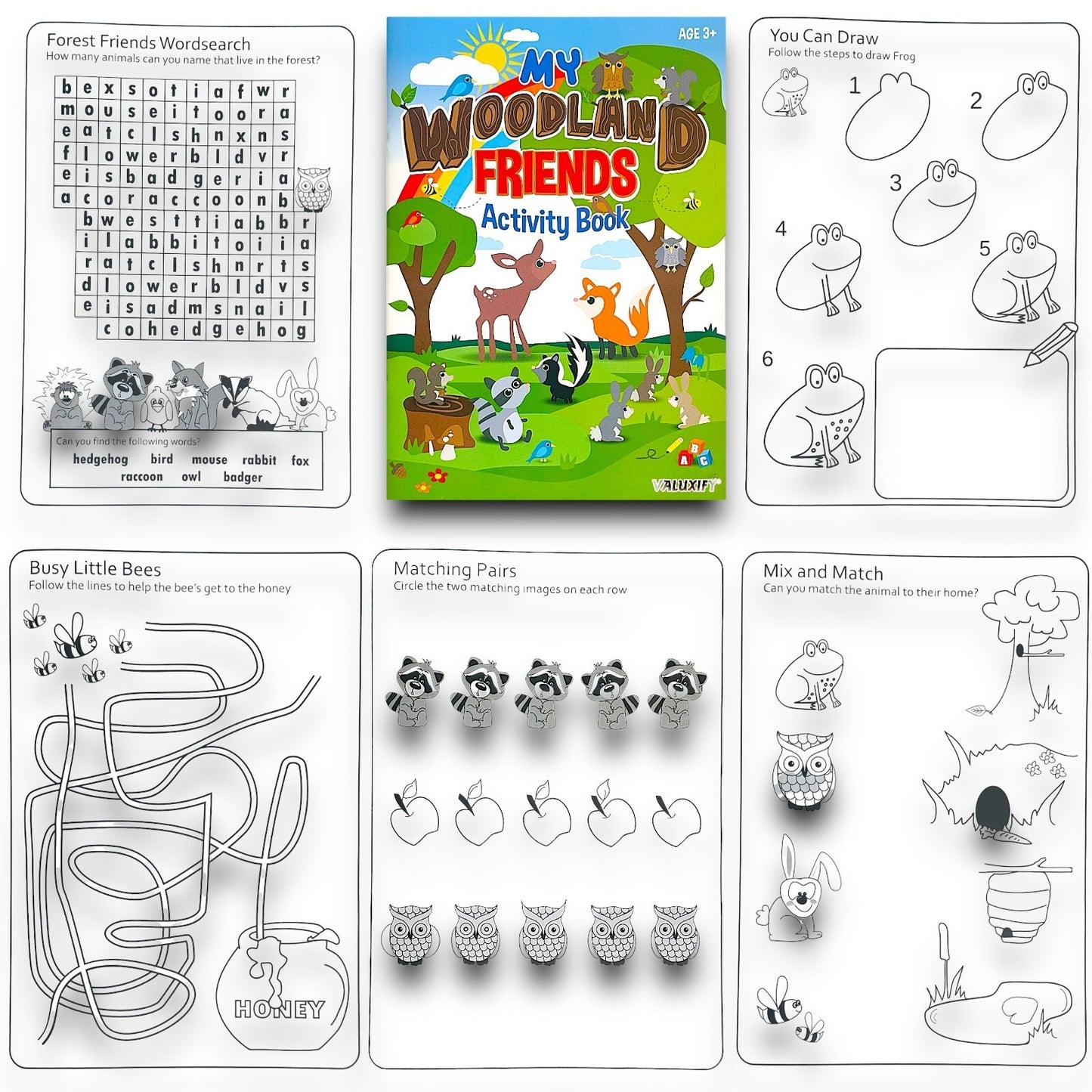 2 | CHILDREN COLOURING ACTIVITY BOOKS | MY WOODLAND FRIENDS | FOR GIRLS BOYS A4