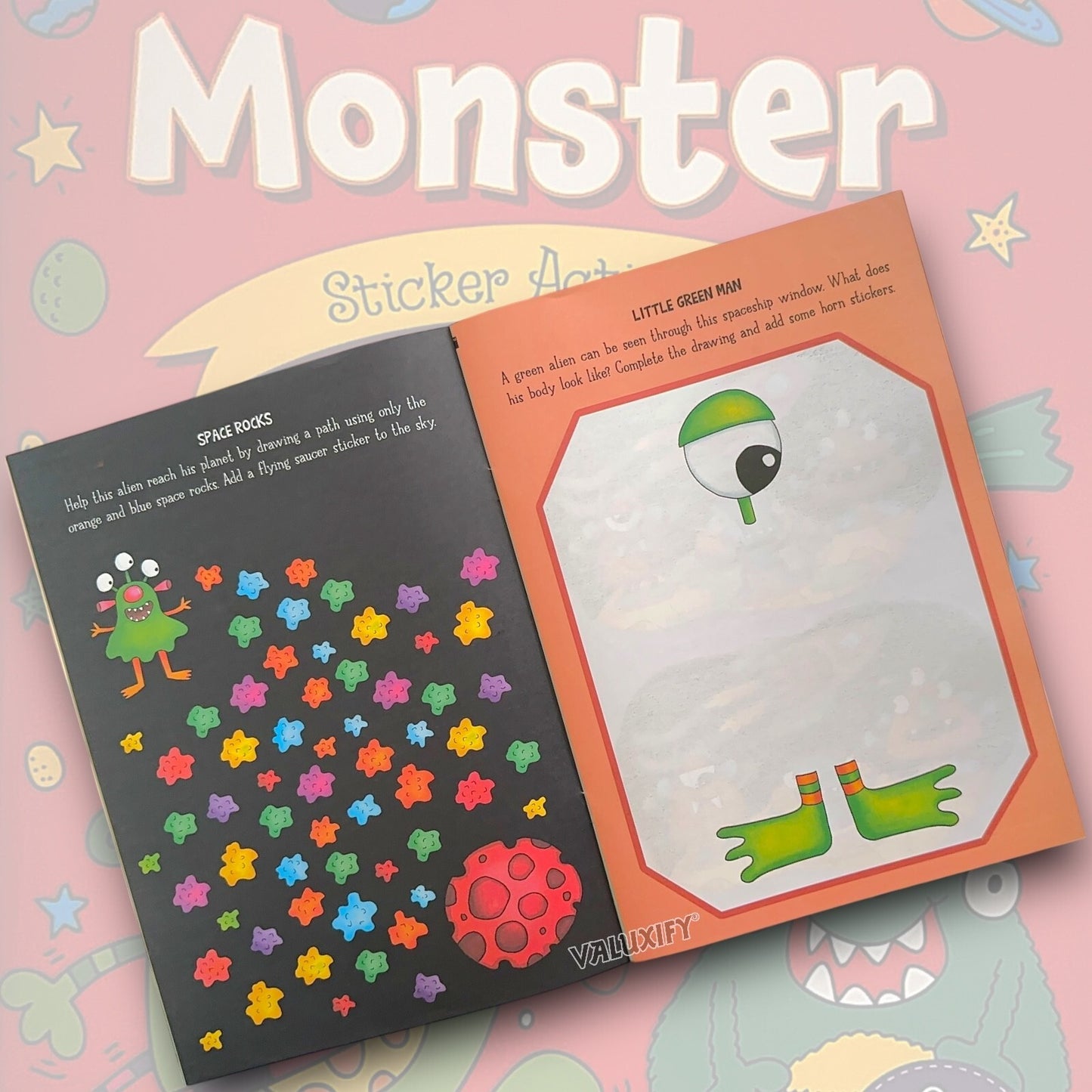 Monster Boys Kids Children's Sticker Colouring Activity Book A4