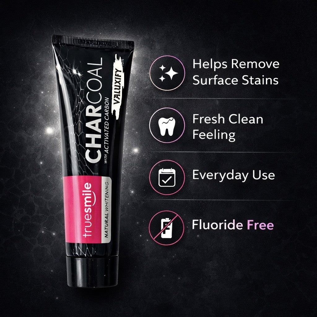 Truesmile Charcoal Toothpaste Fluoride Free  Activated Carbon Free Toothbrush