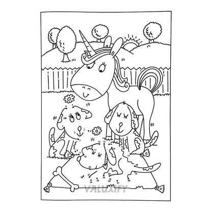 2 | Dot to Dot | Kids Colouring Books | Mermaid Unicorns | Puzzle Activity A4