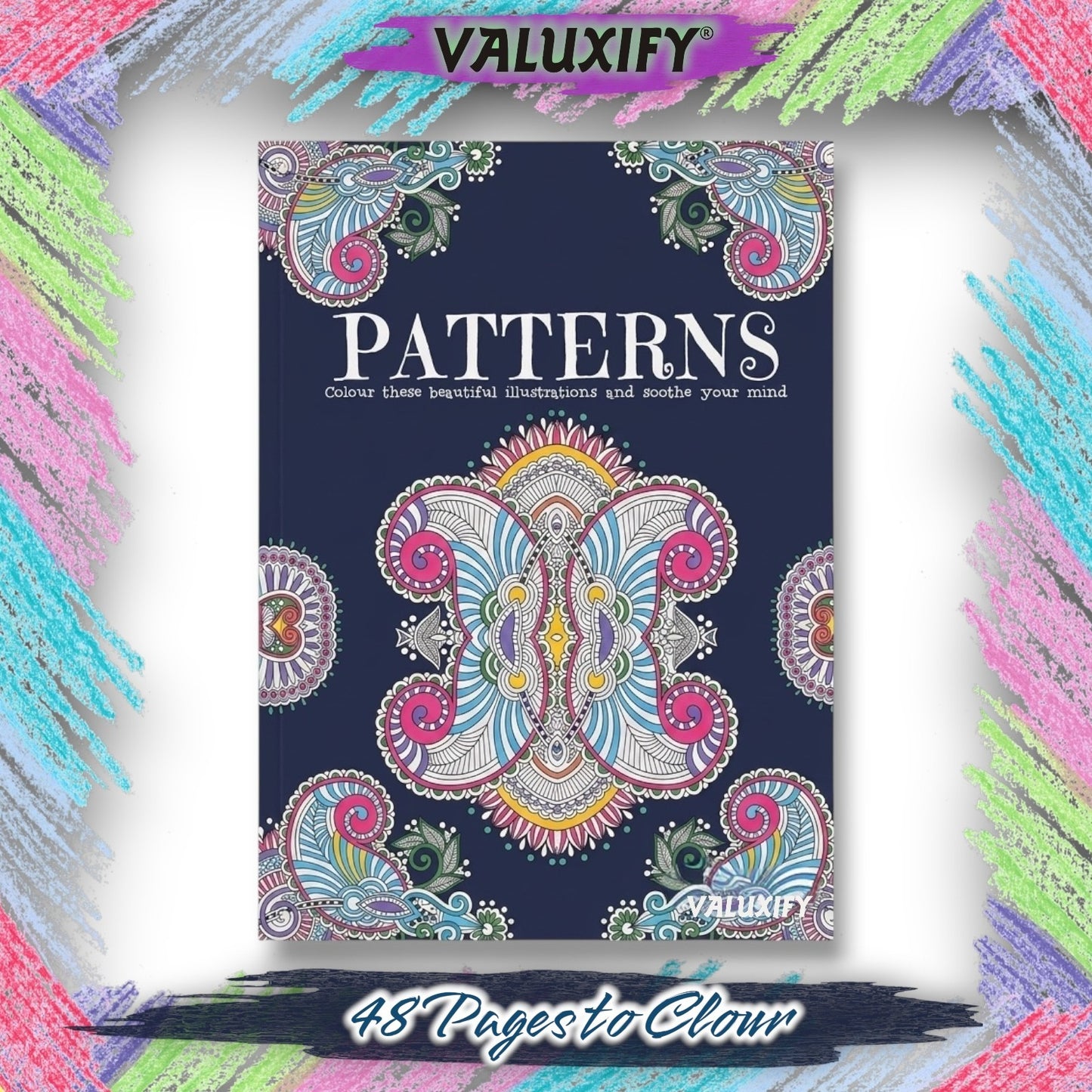 Adult Anti Stress Colouring Book Flowers Patterns Zen Doodle Mindfulness Floral