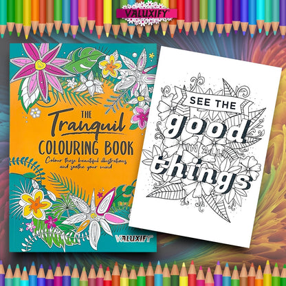 THE TRANQUIL ADULT COLOURING BOOK ANTI STRESS COLOUR THERAPY MIND RELAX A4