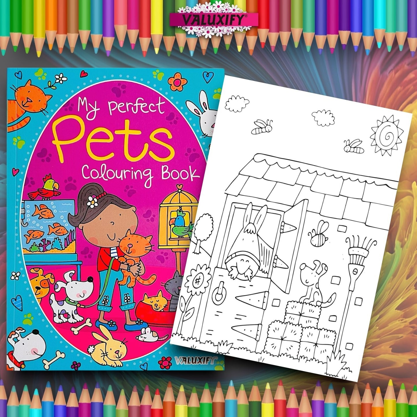2 | Children's Kids Colouring Books | My Perfect Pets | Animals | White Paper