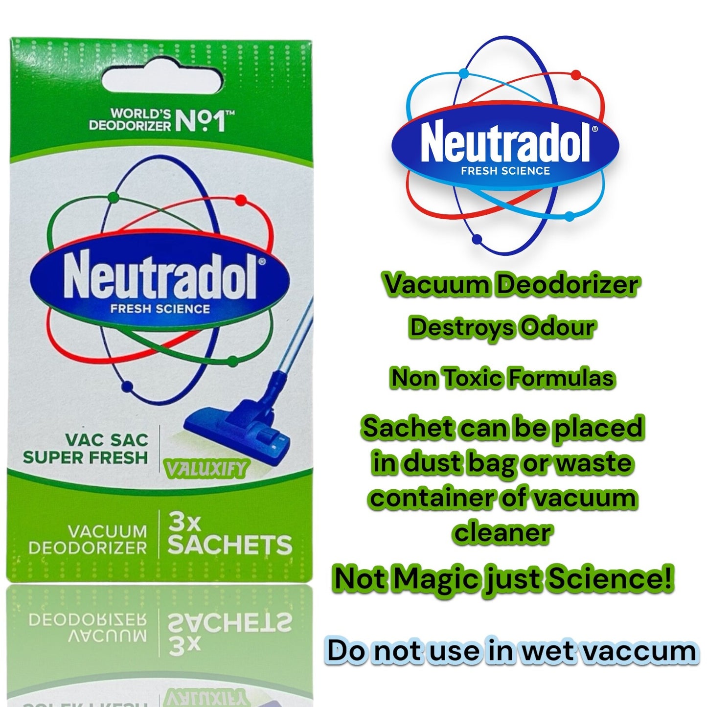 Neutradol SUPER FRESH  Vac Sac Deodorizer Sachets Vacuum Hoover Air Freshener