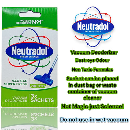 Neutradol SUPER FRESH  Vac Sac Deodorizer Sachets Vacuum Hoover Air Freshener