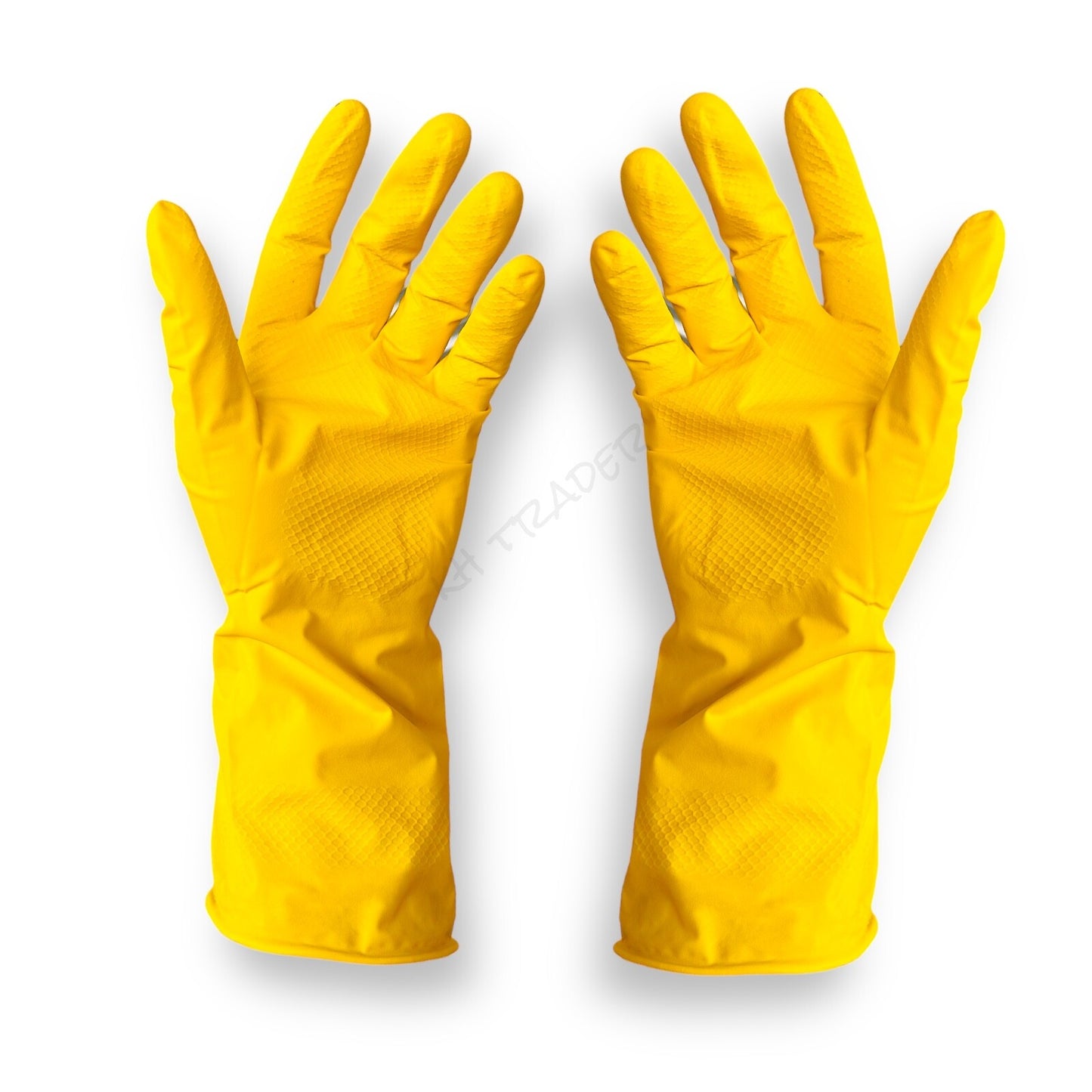 Rubber Gloves Medium Household Long Sleeve Washing Up Kitchen Cleaning 2 Pairs