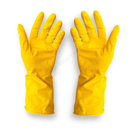 Rubber Gloves Medium Household Long Sleeve Washing Up Kitchen Cleaning 2 Pairs