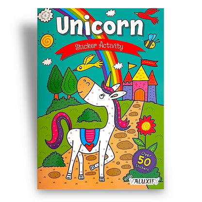 KIDS STICKER COLOURING BOOKS ACTIVITY BALLERINA UNICORN PIRATE OVER 50 STICKER