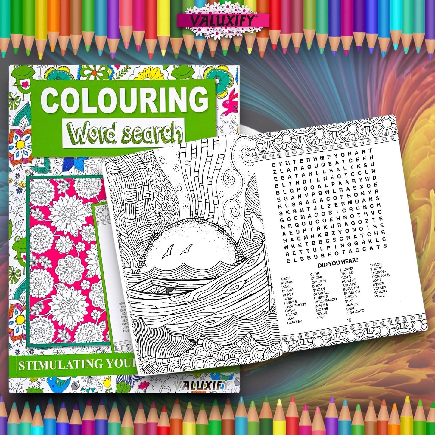 Word Search Colouring Book  Book Activity  Colour Therapy Mind Relax A4