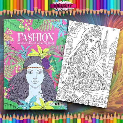 2 Adult Colouring Books Fashion Love Anti Stress Colour Therapy Mind Relax A4