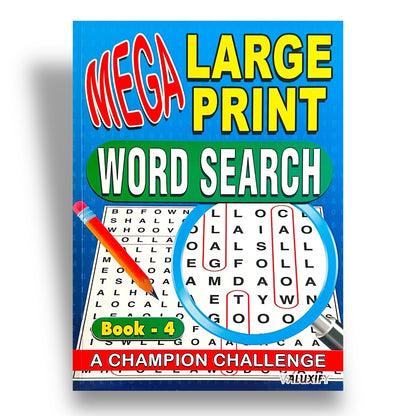 A4 Mega Puzzle Large Print Word Search Puzzle Book Books 120 BRAIN PUZZLES