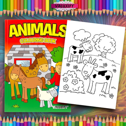 Kids Colouring Book Animals A4 | 32 Pages | White Paper | Fun Creative Colouring