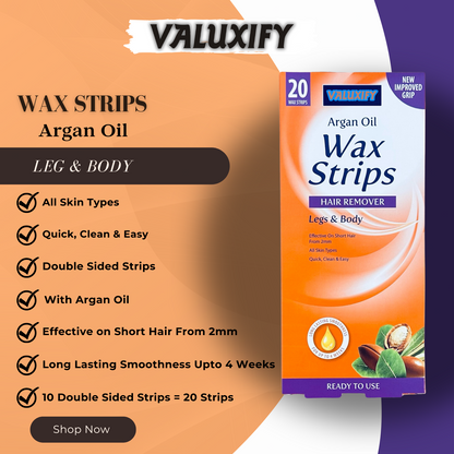 20x Leg and Body Wax Strips Waxing Strips Argan Oil Beauty Formulas wax Strips