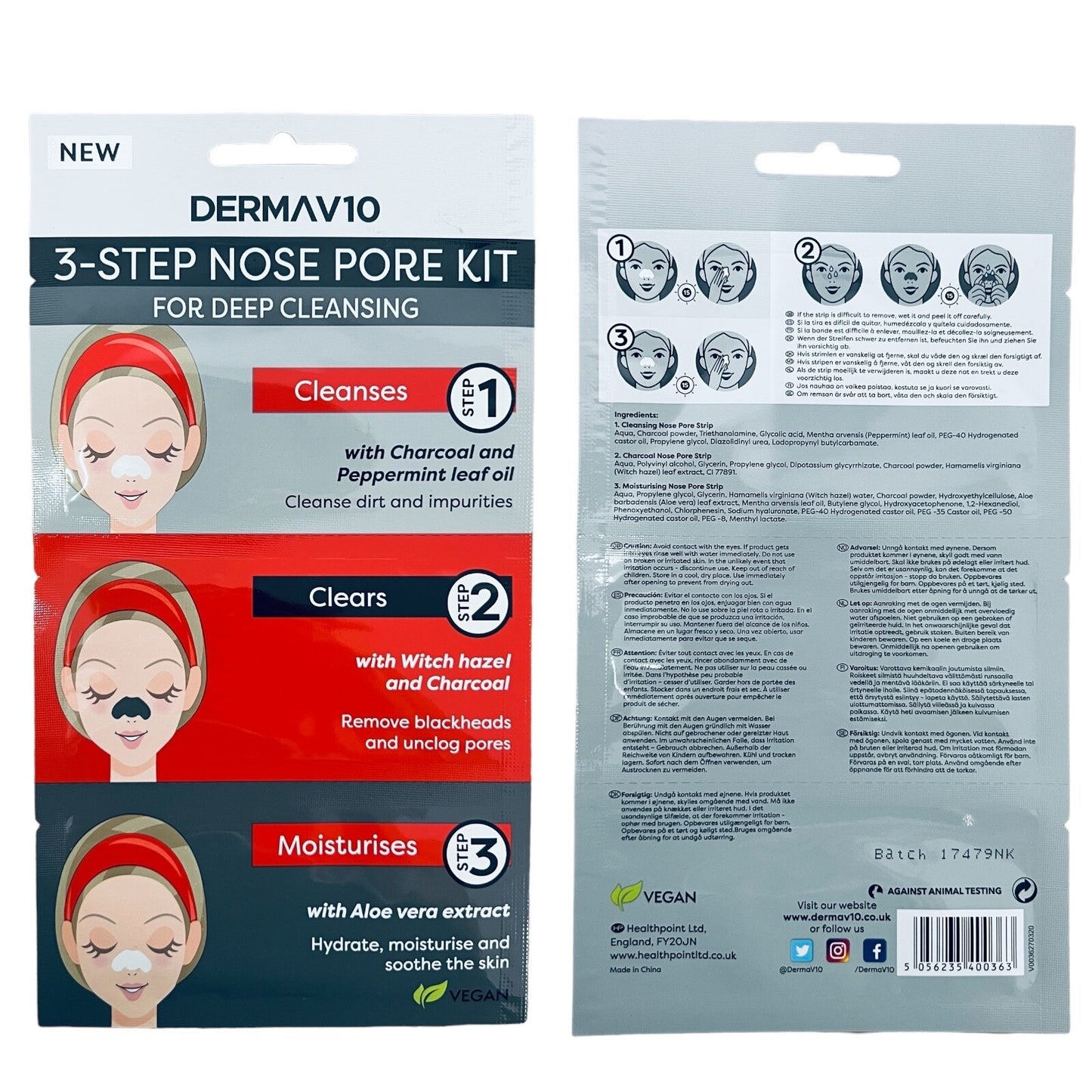 Blackhead Removal Nose Pore Strips  Kit Unclog Pores Smooth Deep Cleansing 2pk