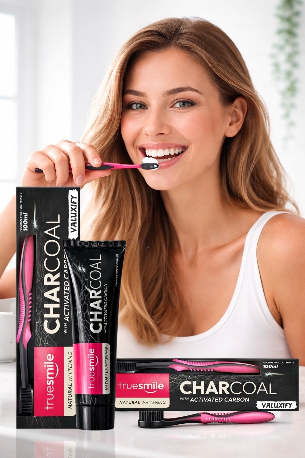 Truesmile Charcoal Toothpaste Fluoride Free  Activated Carbon Free Toothbrush