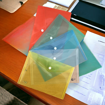 A5 Plastic Wallets Document Wallet Files Folders Filing School Office Home 5pk