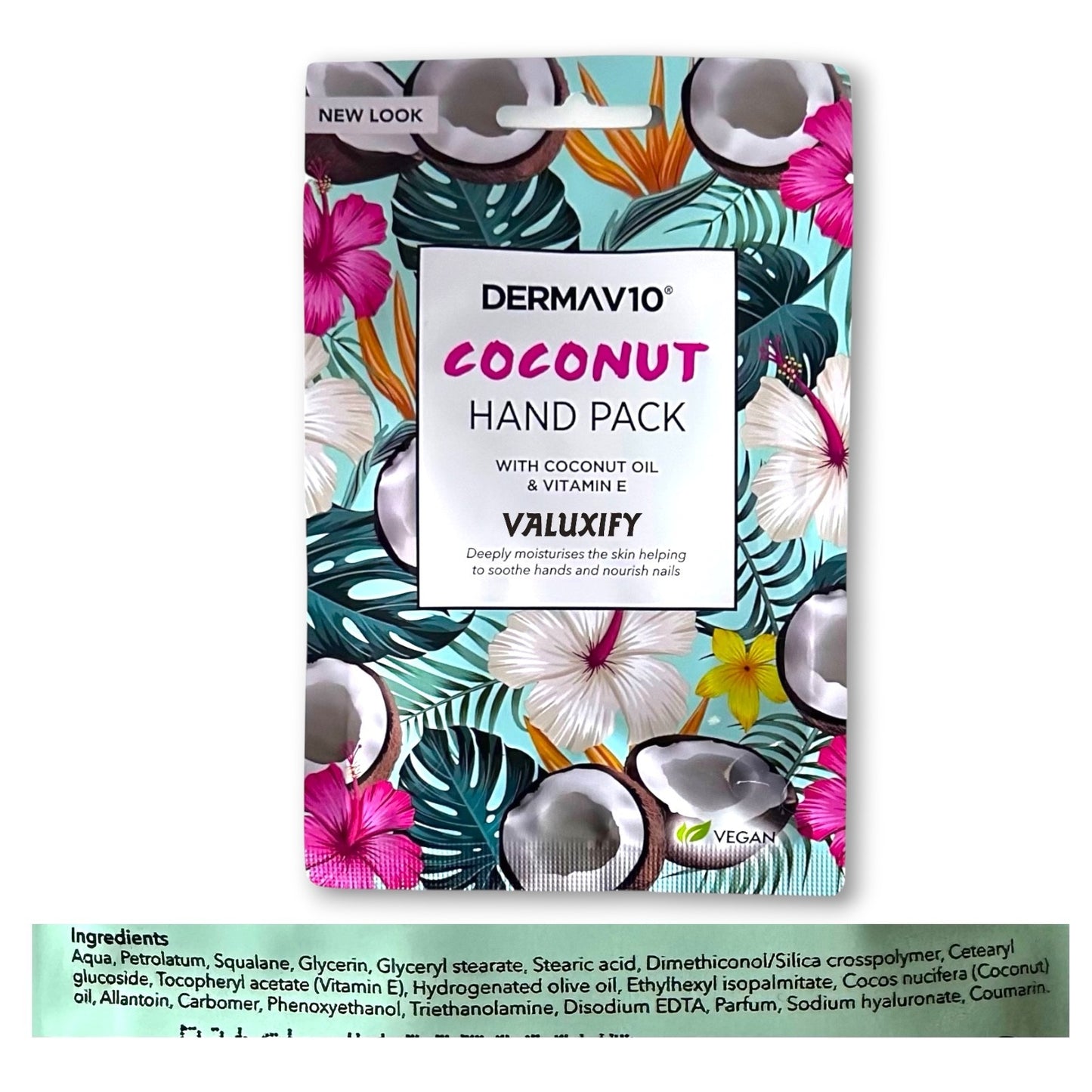 Derma V10 Coconut Moisturising Hand Mask with Vitamin E Oil – Pack of 2 Nourish