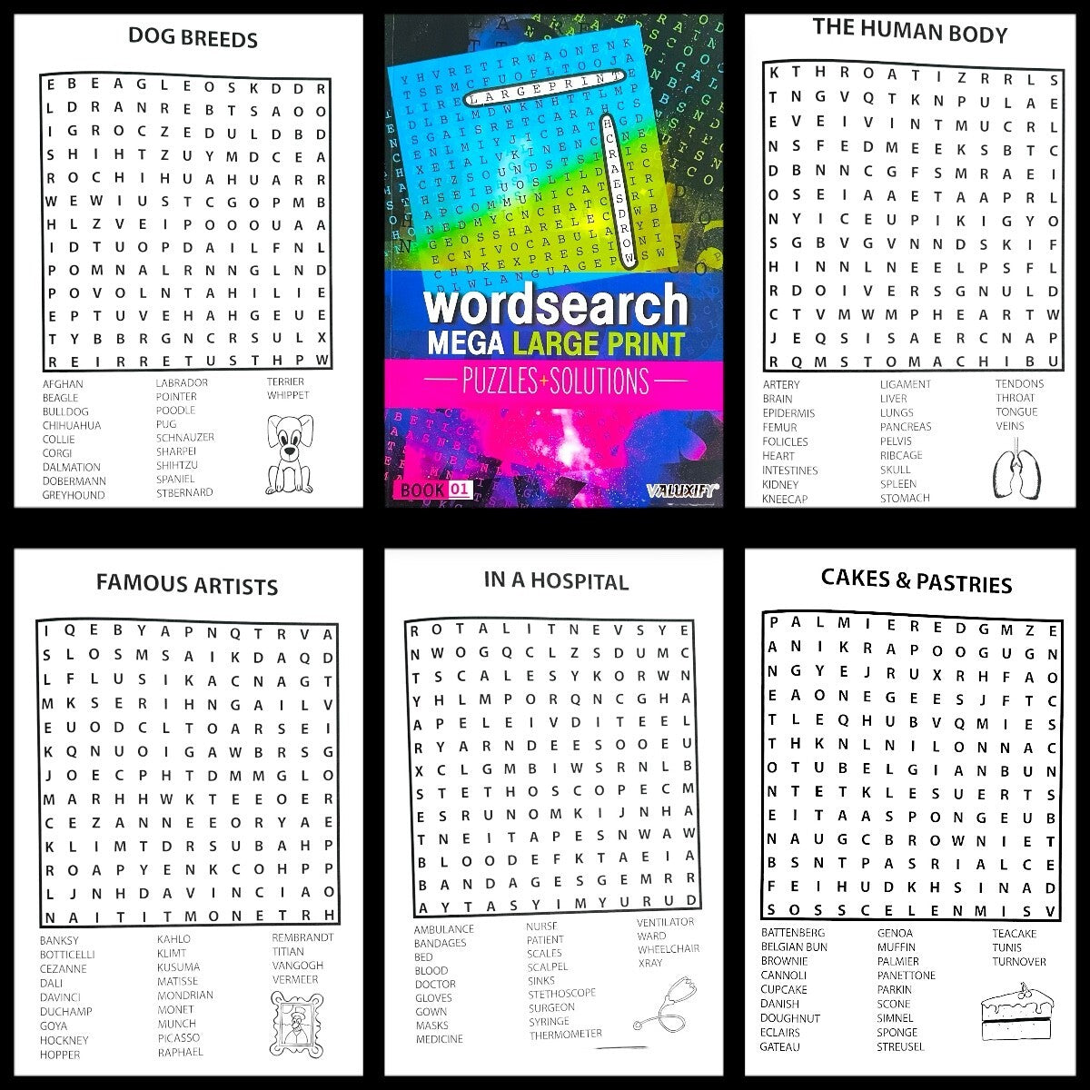 2 A4 Quiz Puzzle Mega Large Print Word Search Books Wordsearch Puzzle Book Adult