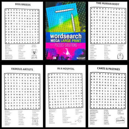 2 A4 Quiz Puzzle Mega Large Print Word Search Books Wordsearch Puzzle Book Adult