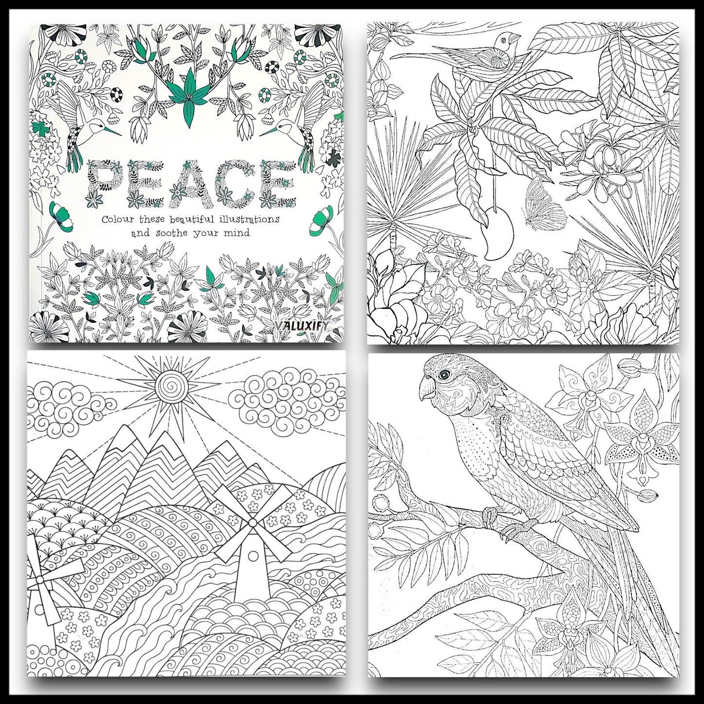 Adult Anti Stress Colouring Book Happy Love Mindfulness Tranquil Relaxing Colour