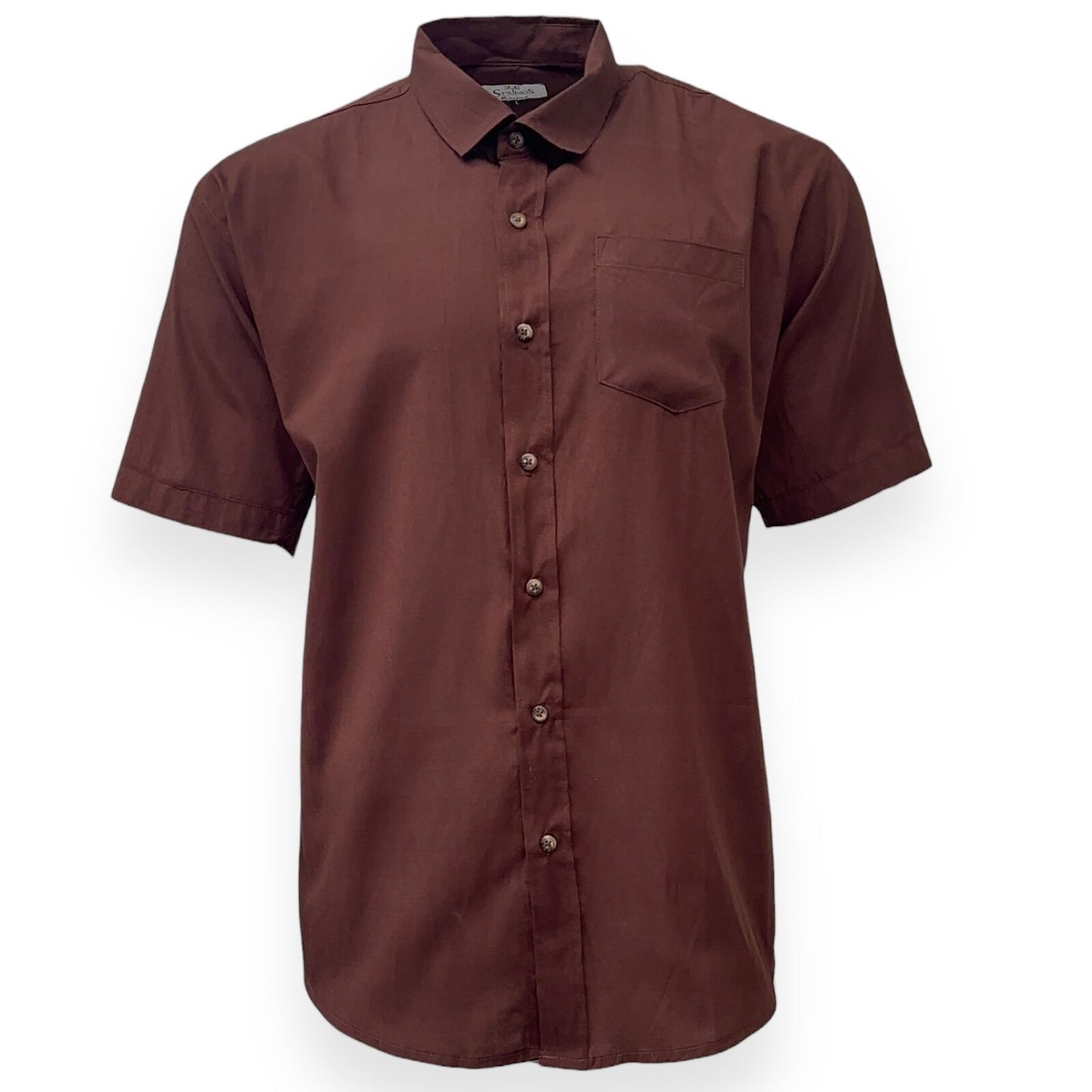 Mens Shirt Brown Short Sleeve Mens Shirt Work Casual Formal Regular Fit Shirt