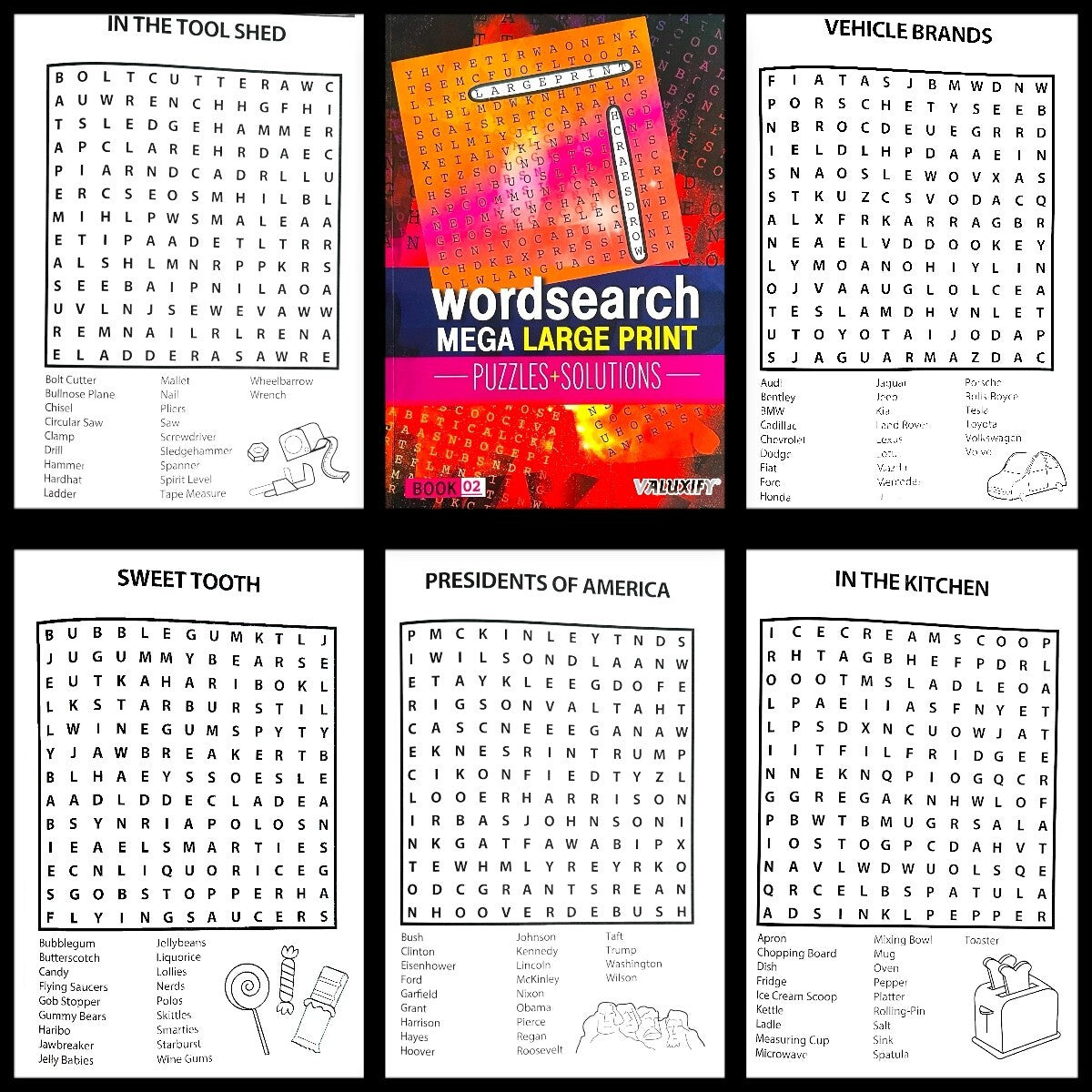 2 A4 Quiz Puzzle Mega Large Print Word Search Books Wordsearch Puzzle Book Adult