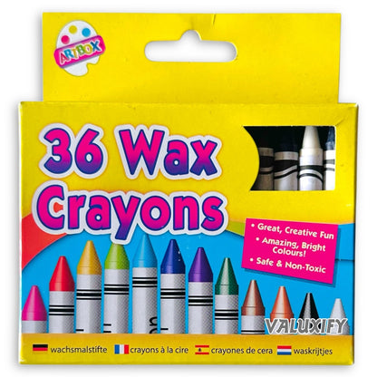 Artbox Wax Colouring Crayons Assorted Colours For All Kids Arts & Crafts 36pcs