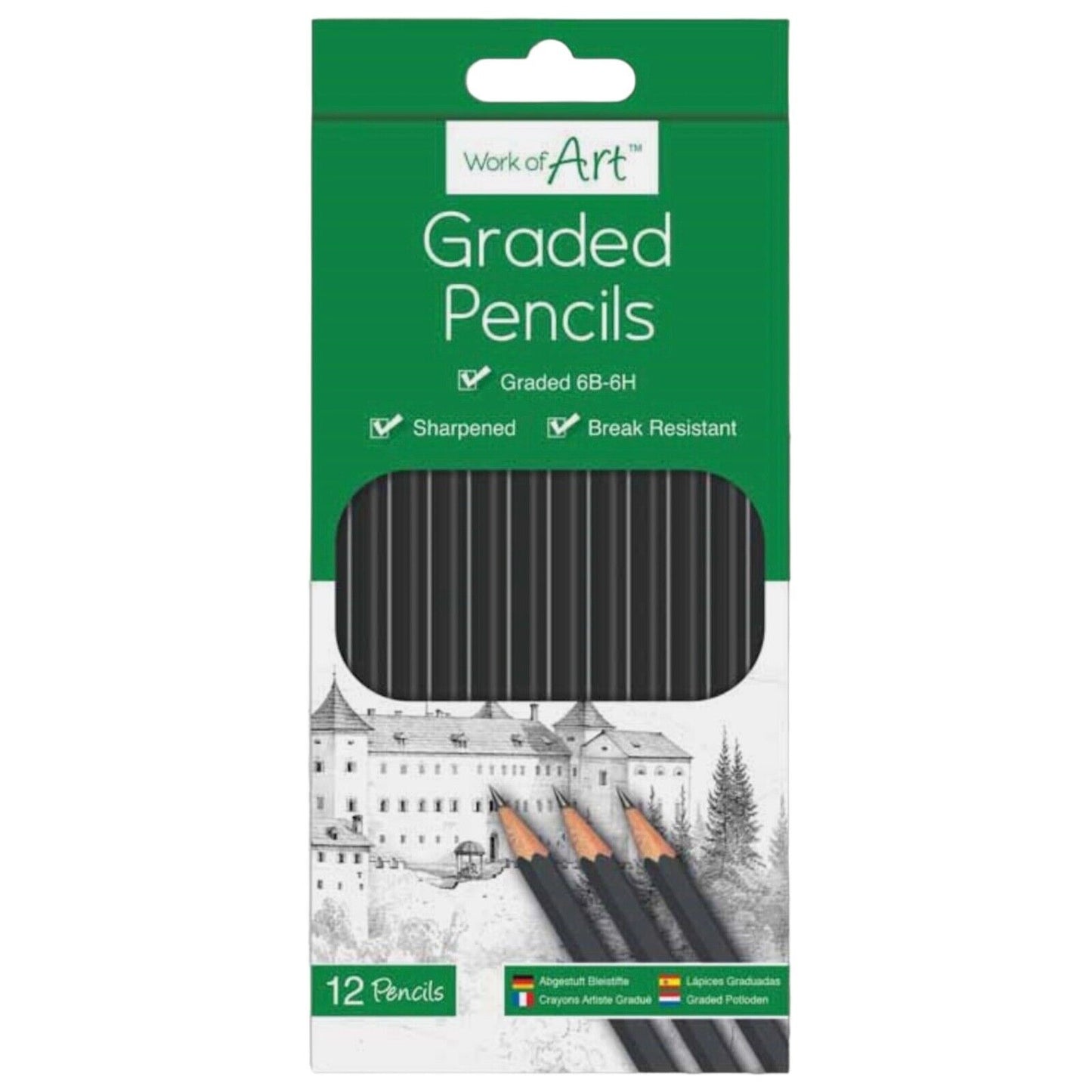 12 Graded Sketch Pencils Drawing Sketching Tones Shades Art Artist Picture Draw