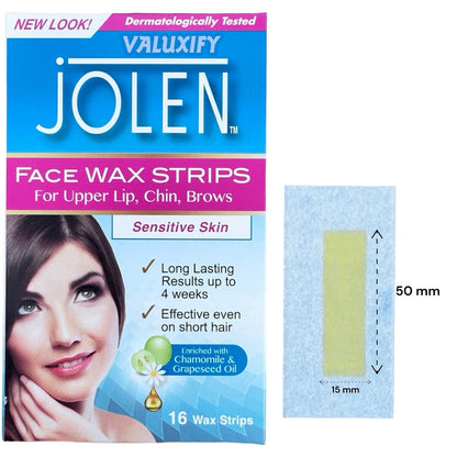 Jolen Face Facial Wax Strips Sensitive Skin Waxing Strips Face Wax Hair Removal