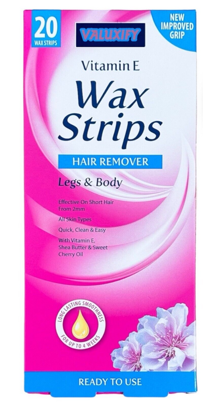 40 Wax Strips Leg and Body Waxing Bikini Vitamin E Beauty Formulas wax Strips